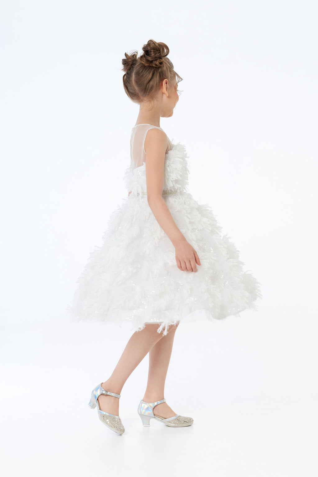 3D Feathers Decorated Fluffy Skirt Dress