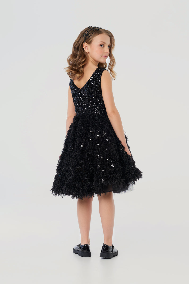 Feathert Fluffy Skirt Shining Top Dress