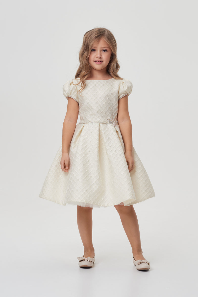 Elegant Quilted Dress, cream