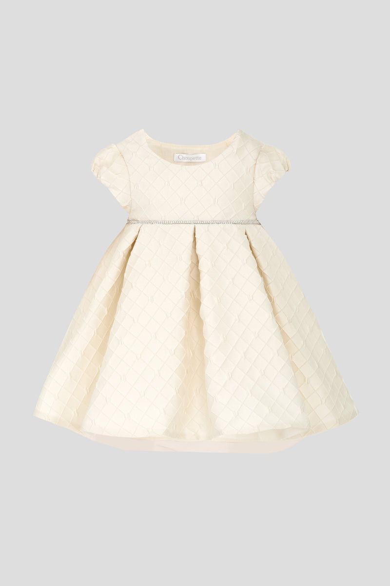 Cream Elegant Quilted Dress