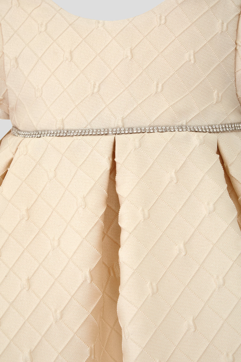 Cream Elegant Quilted Dress