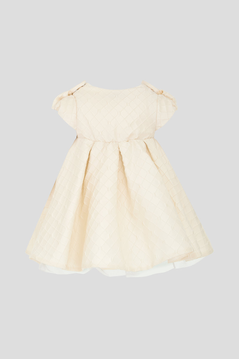 Cream Elegant Quilted Dress