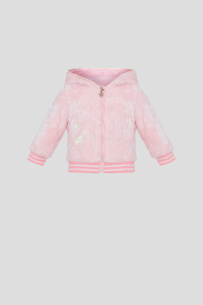 Fux fur pink sequence Jacket