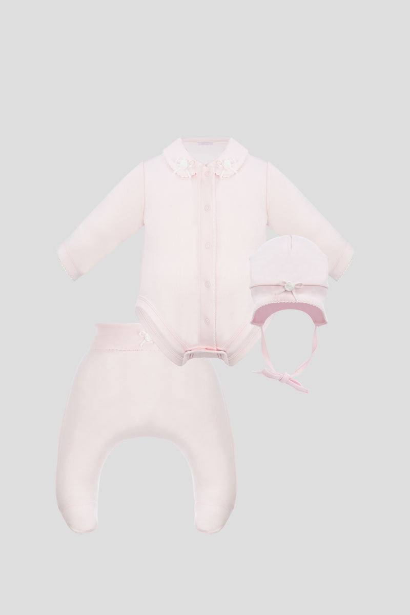 Set: Bodysuit, pants and Bonnet