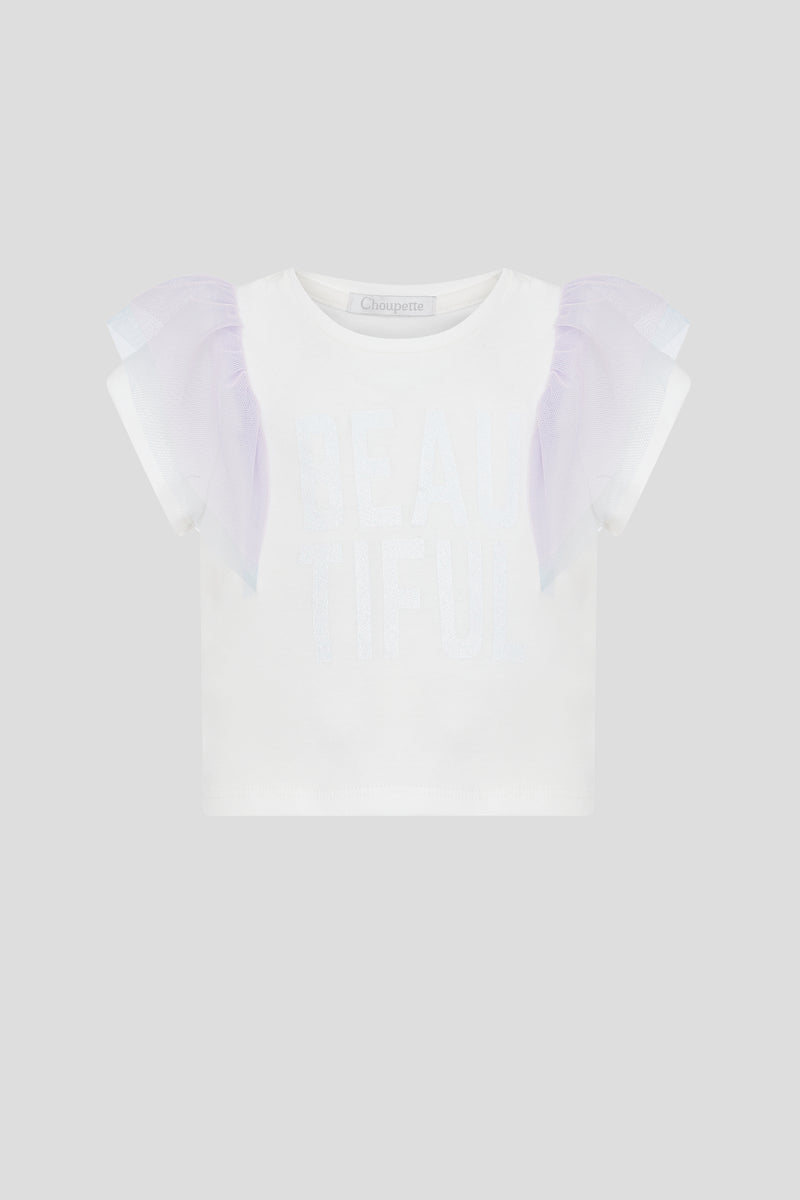 Mesh Decorated T-Shirt