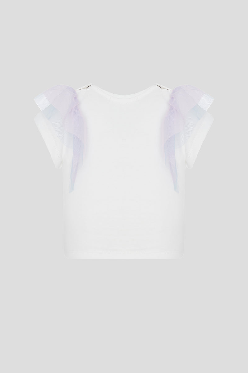 Mesh Decorated T-Shirt