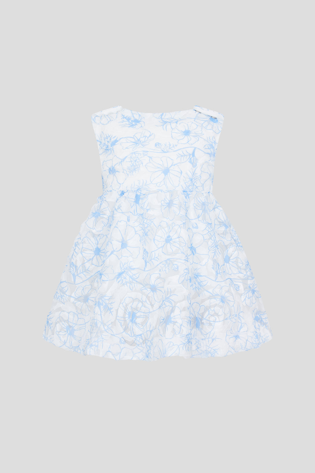 Blue and ecru decorated dress