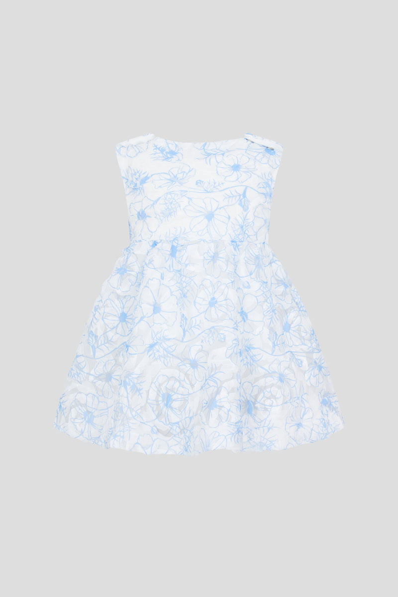 Blue and ecru decorated dress