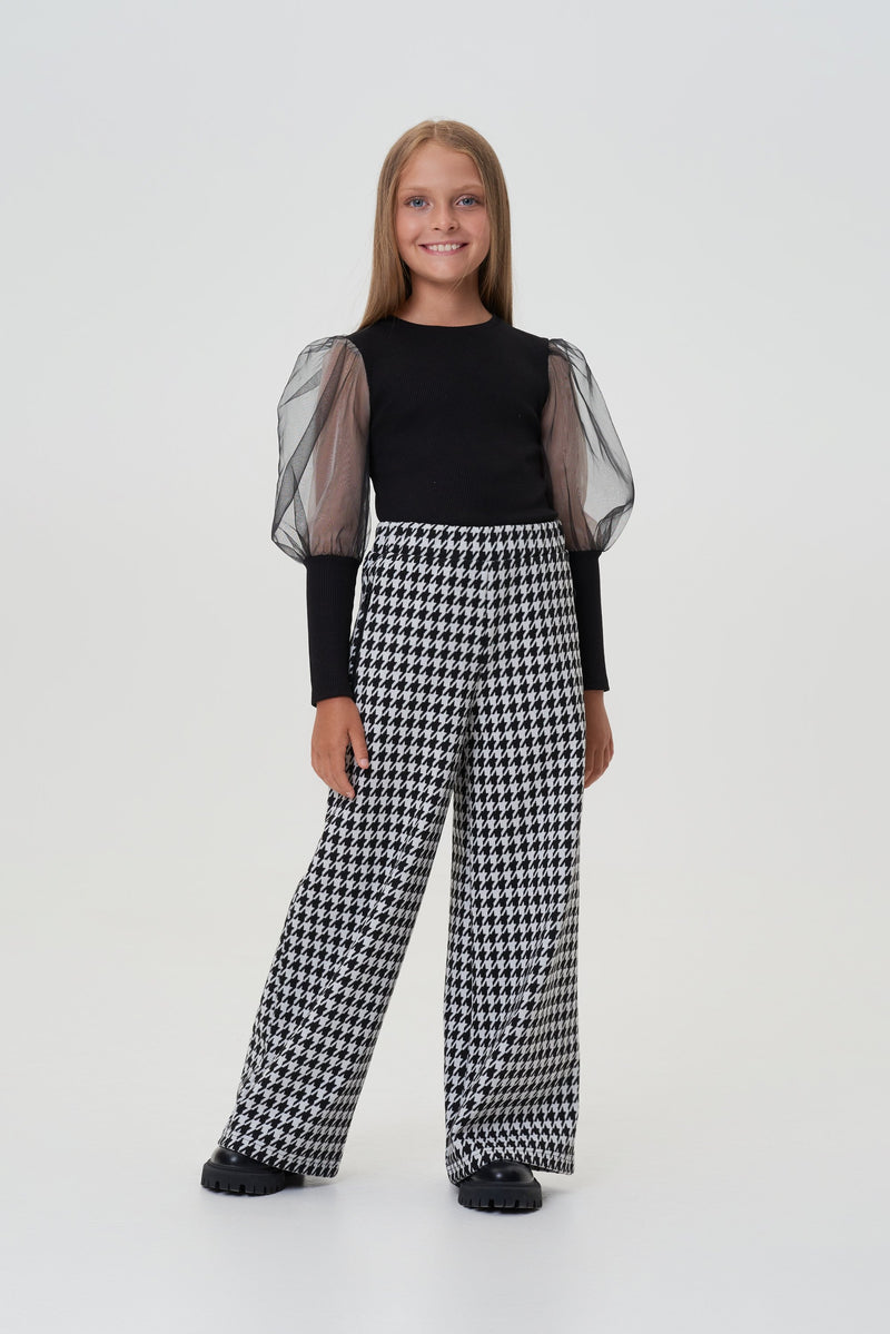 Pied de Poule Jersey Trousers