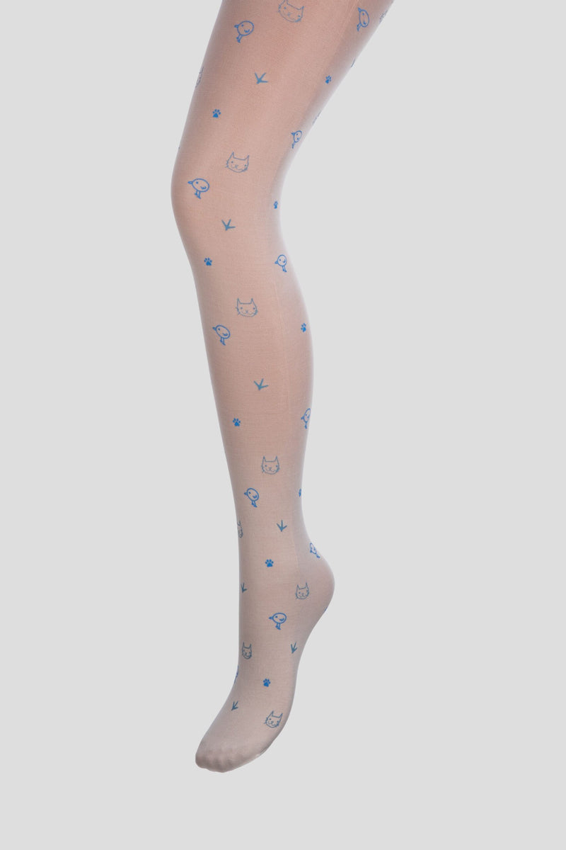 White tights with blue animals