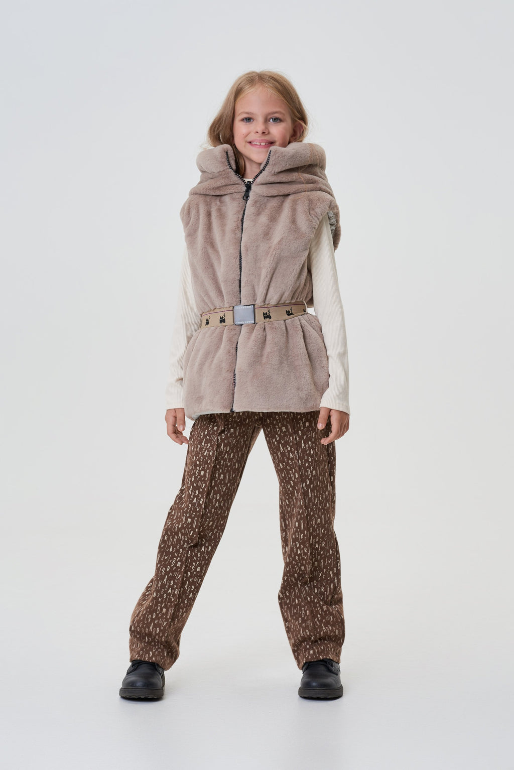 Double-sided Belted Vest ( Raincoat/Faux Fur Fabric)