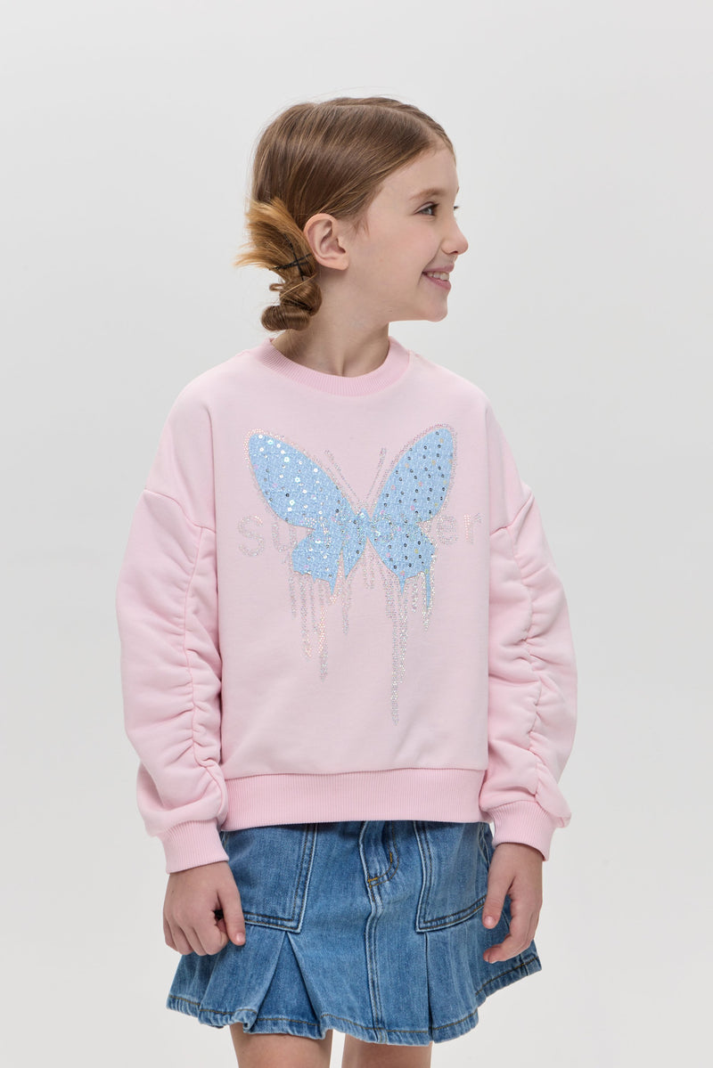 Butterfly Applique Tracksuit, pink