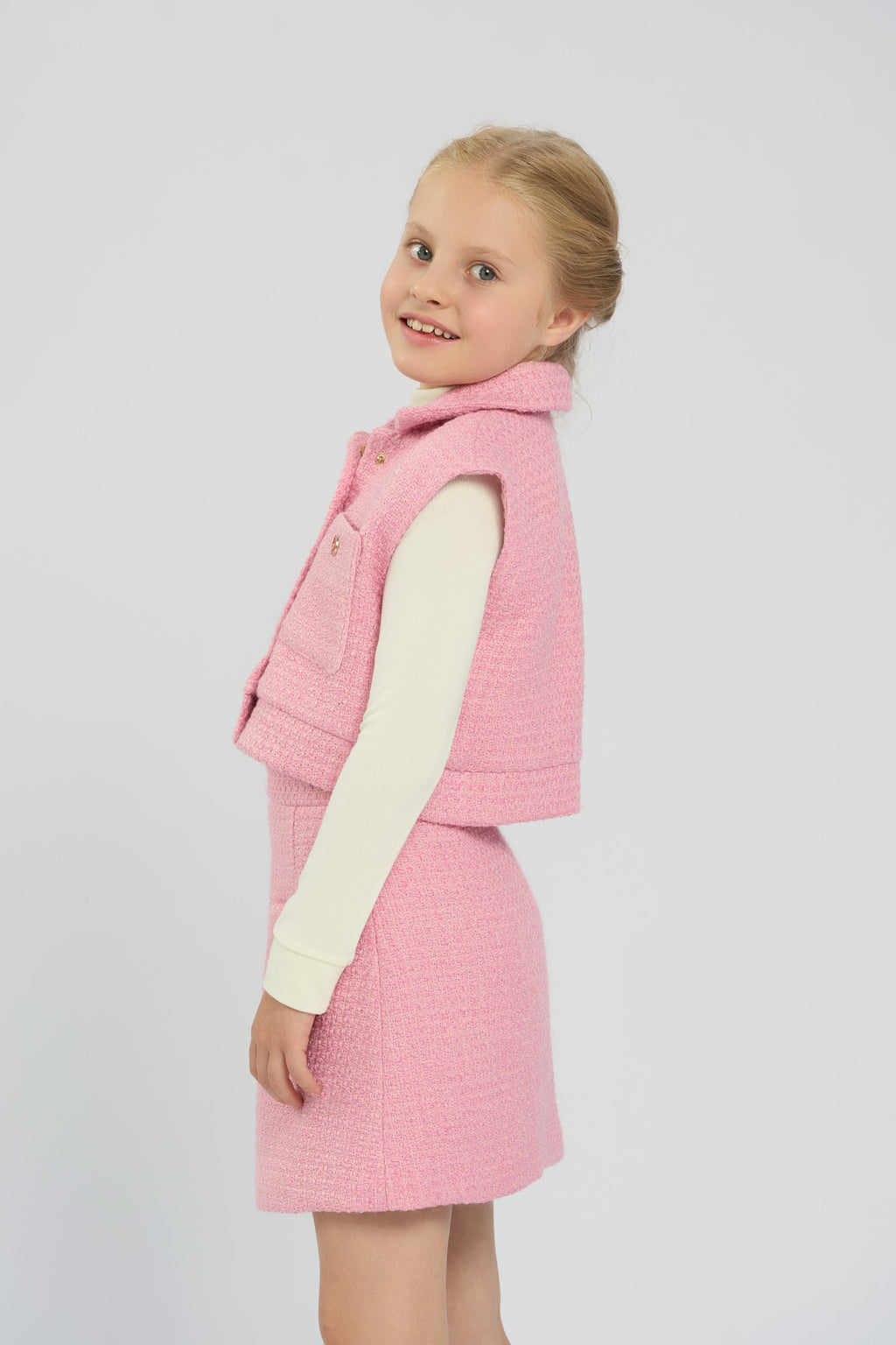 Jacket and skirt set, pink