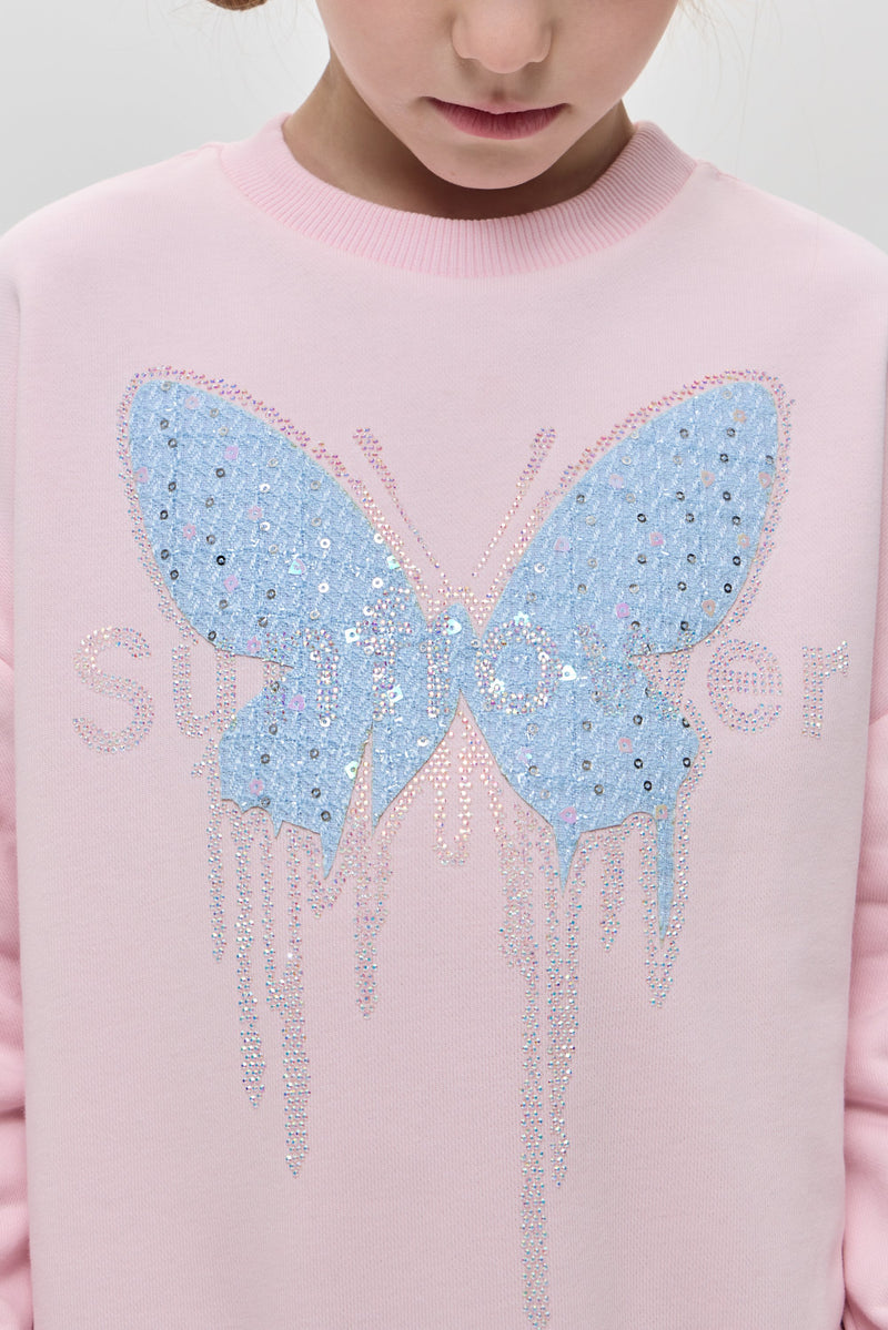 Butterfly Applique Tracksuit, pink