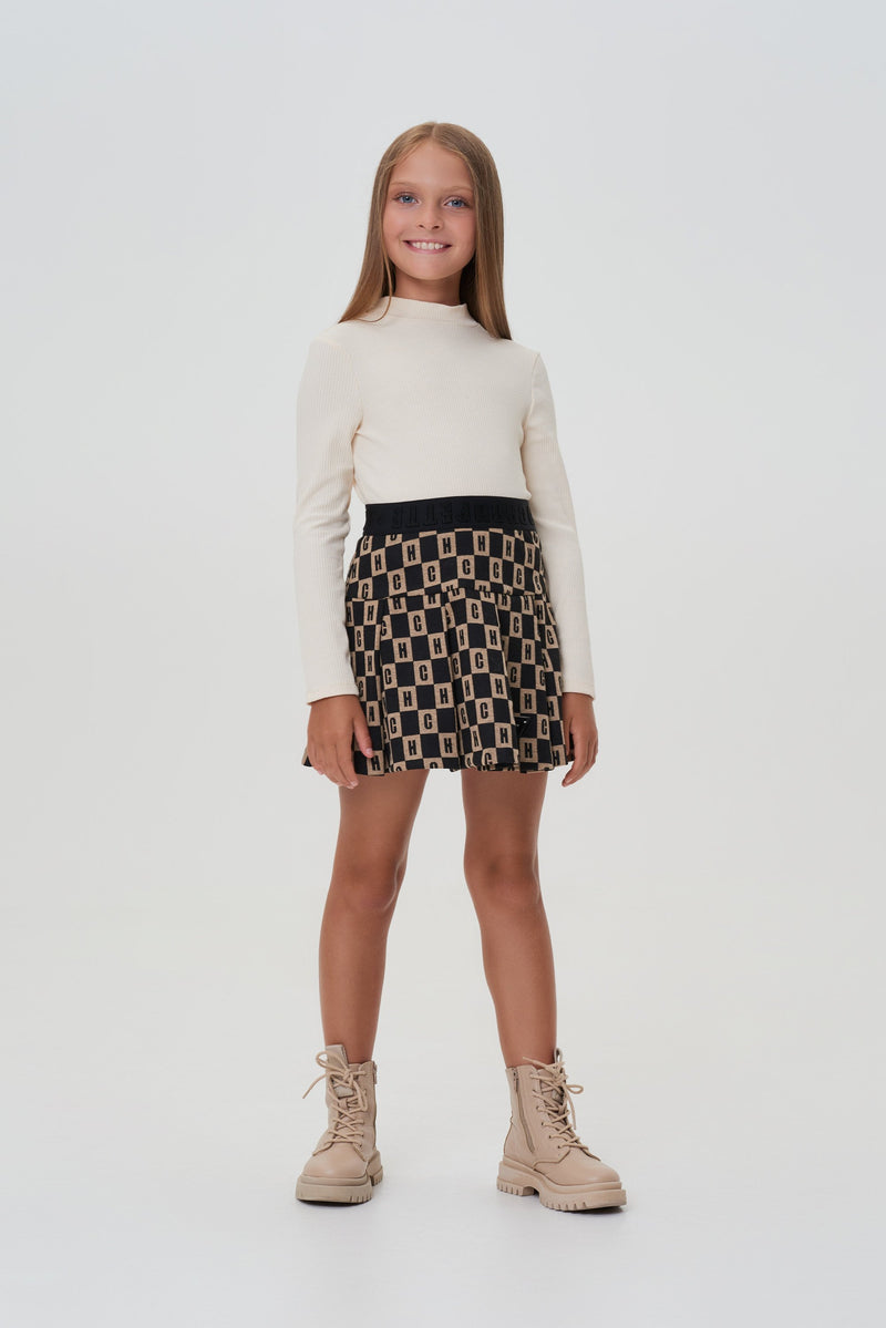 Pleated Jersey Skirt