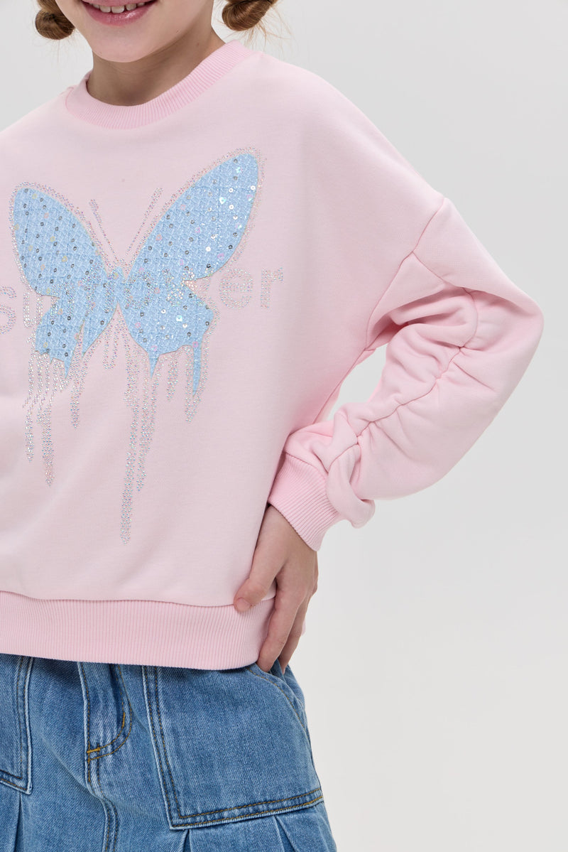 Butterfly Applique Tracksuit, pink