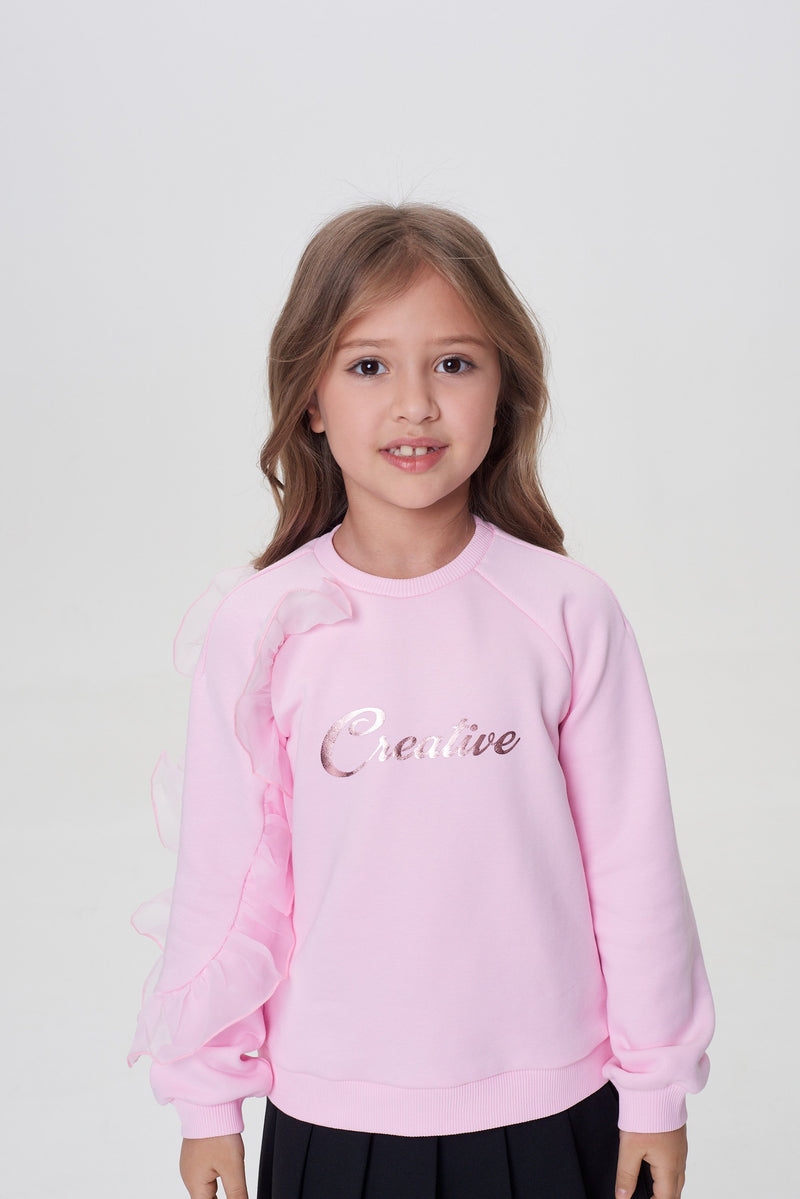 Fancy Embossed Sleeves Sweatshirt