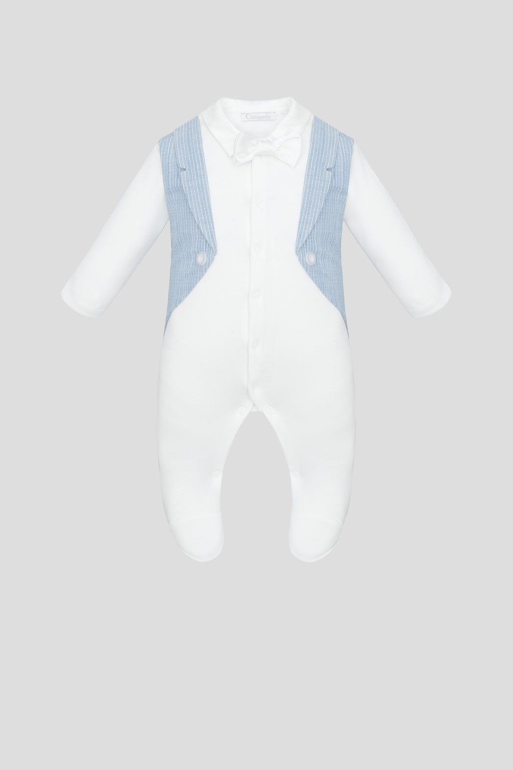 Tuxedo Immitation Bow Decorated Overalls and Bonnet