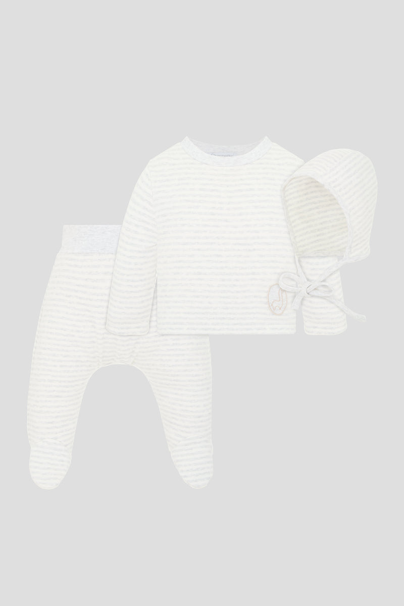 Set (footed pants, bonnet and LS Tee)