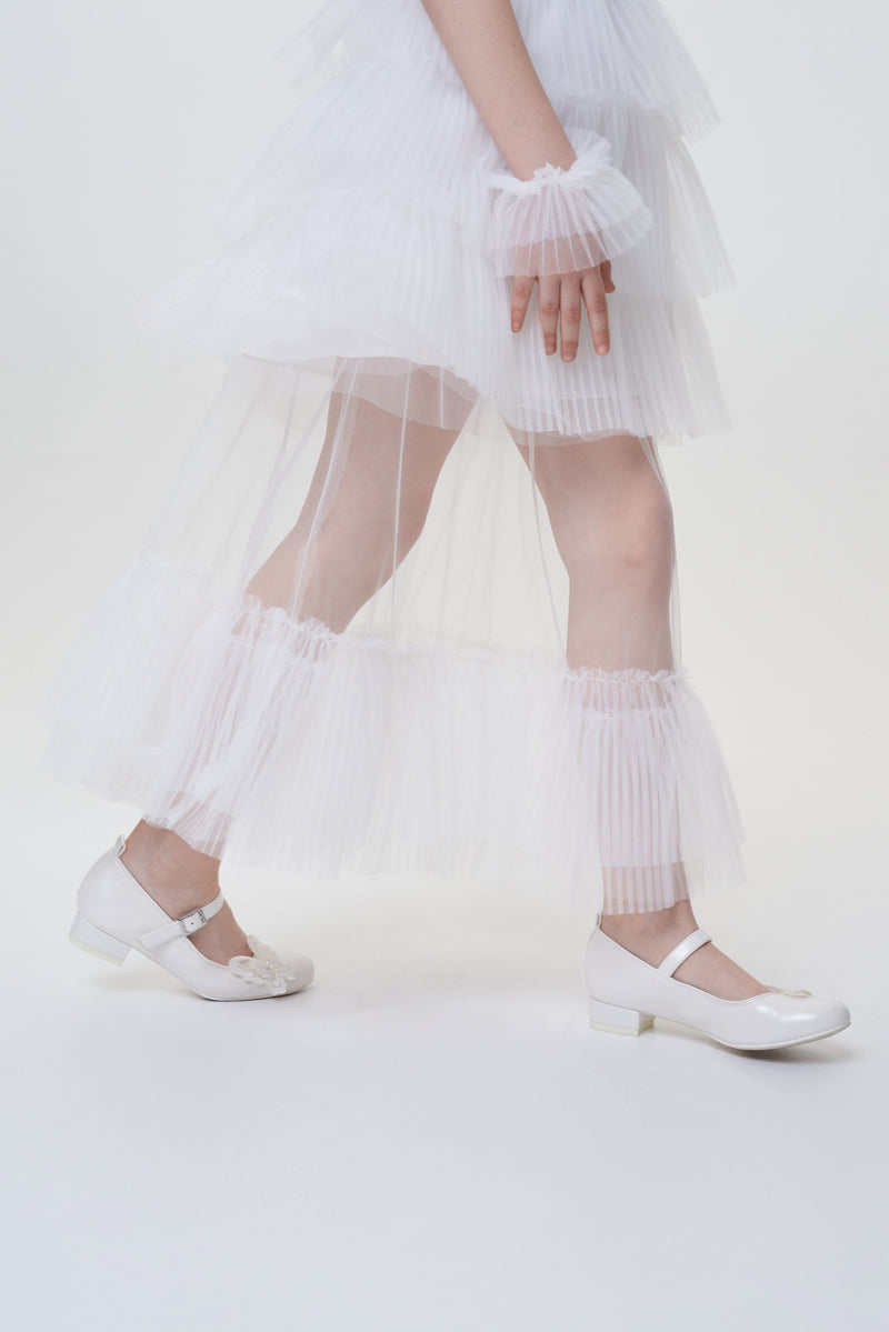 Pleated Frills Decorated Dress with Petticoat