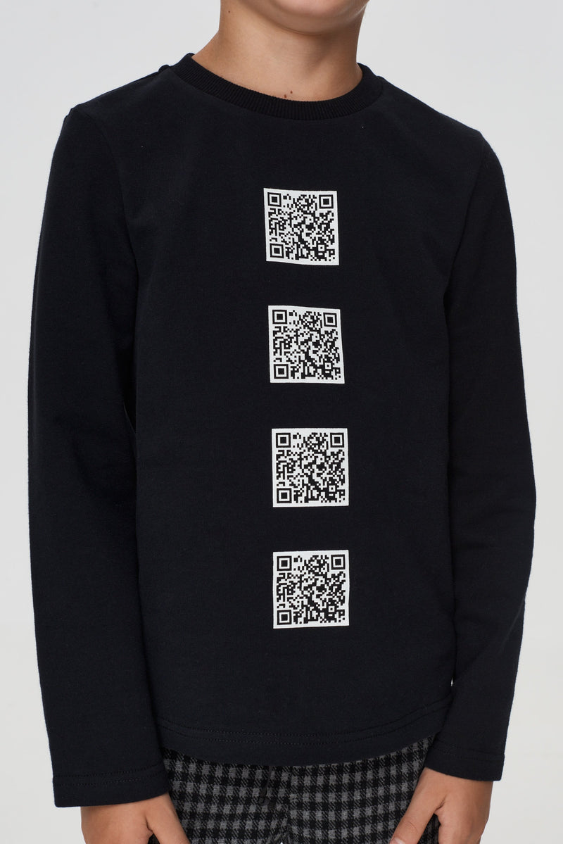 Printed LS Tee, black