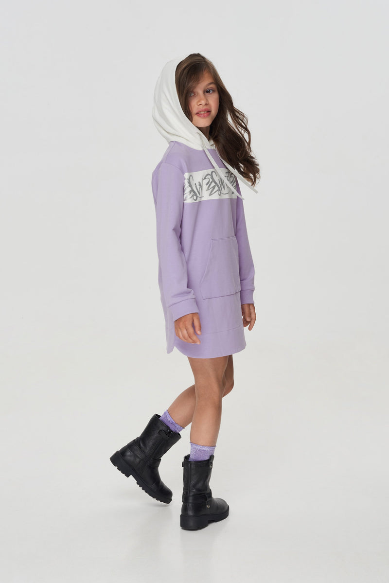 Footer Hooded Dress/Lilac