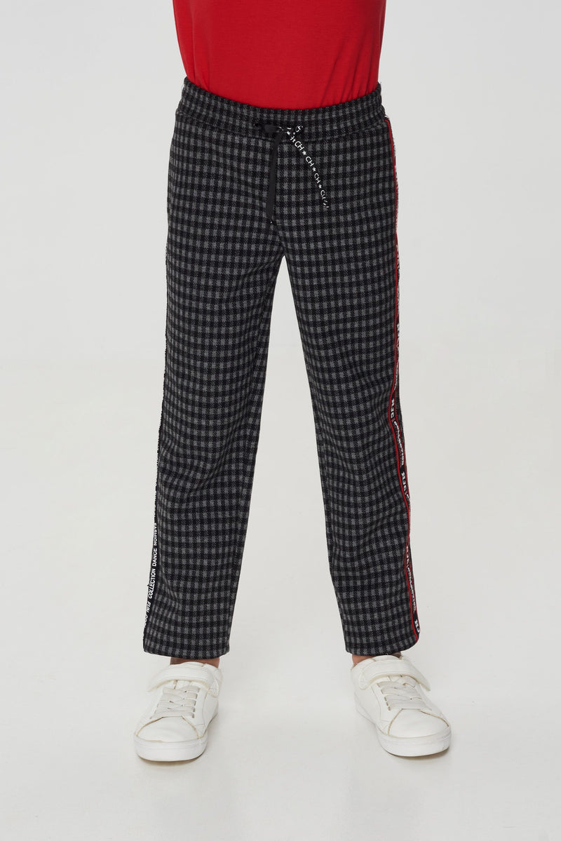 Checked Knitted Trousers, grey