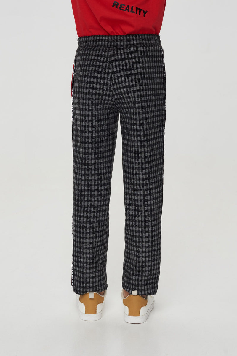 Checked Knitted Trousers, grey