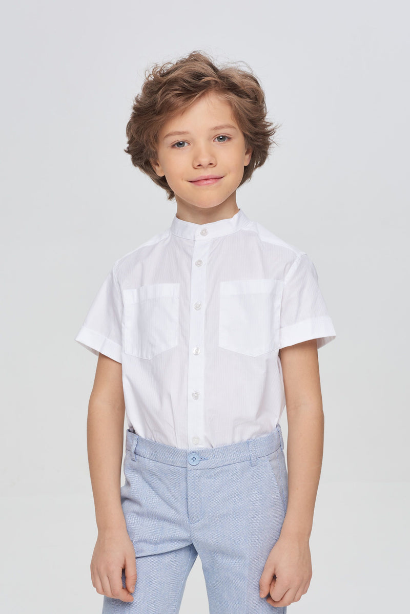 Stand collar smart white shirt