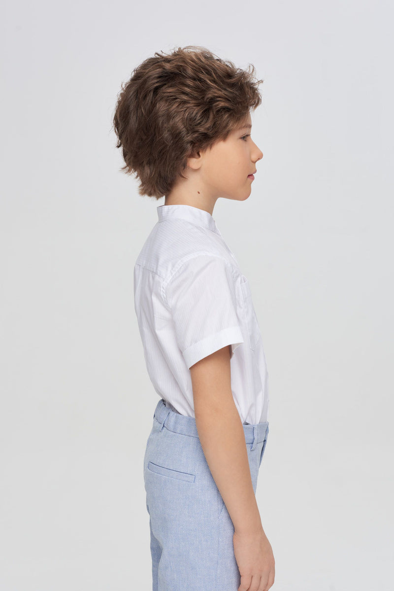 Stand collar smart white shirt