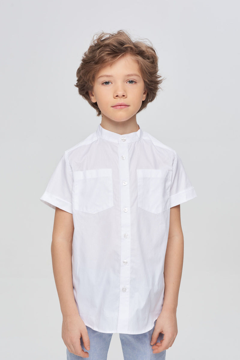 Stand collar smart white shirt