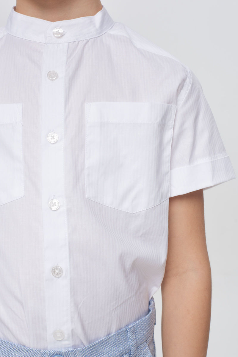 Stand collar smart white shirt