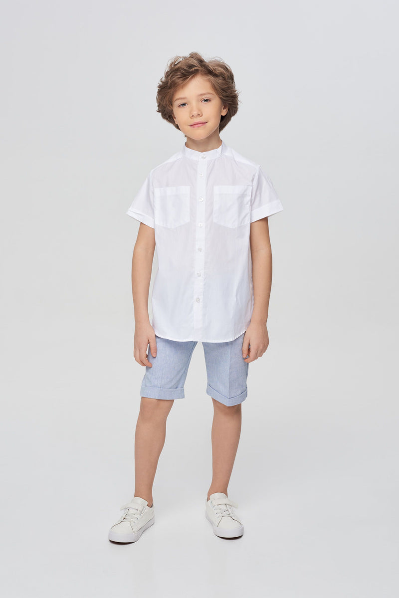 Stand collar smart white shirt