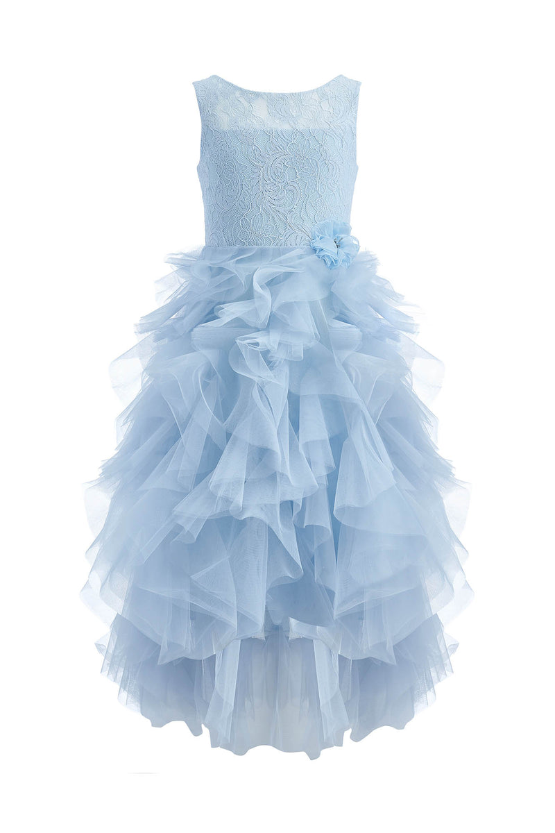 Light-blue corset dress with ballet tutu skirt