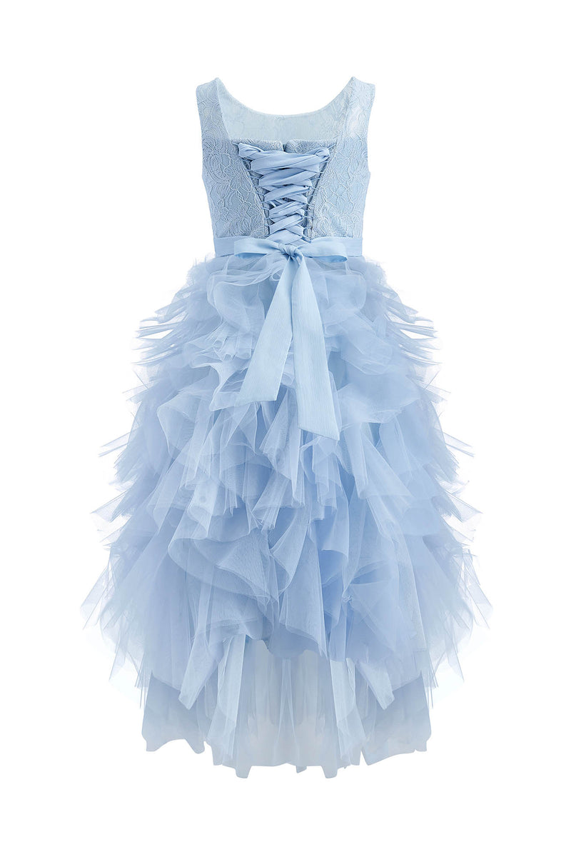 Light-blue corset dress with ballet tutu skirt