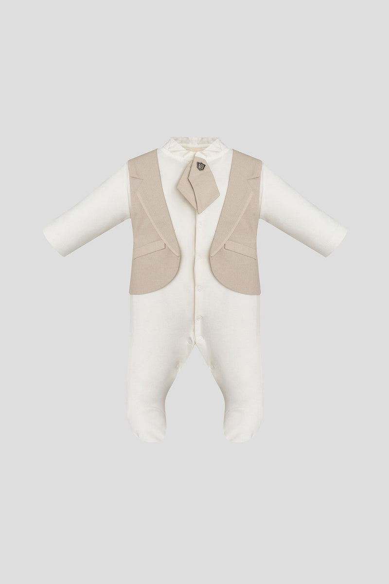 Tuxedo Imitation Newborn Coverall with Tie