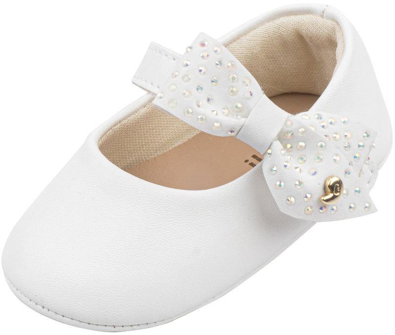 White booties with bow a side