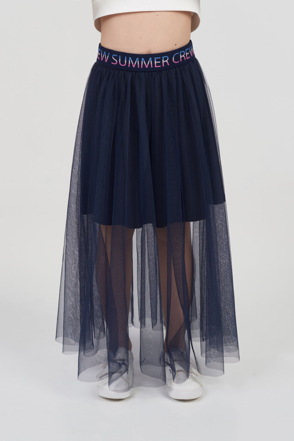 Mesh Longlength Skirt, navy