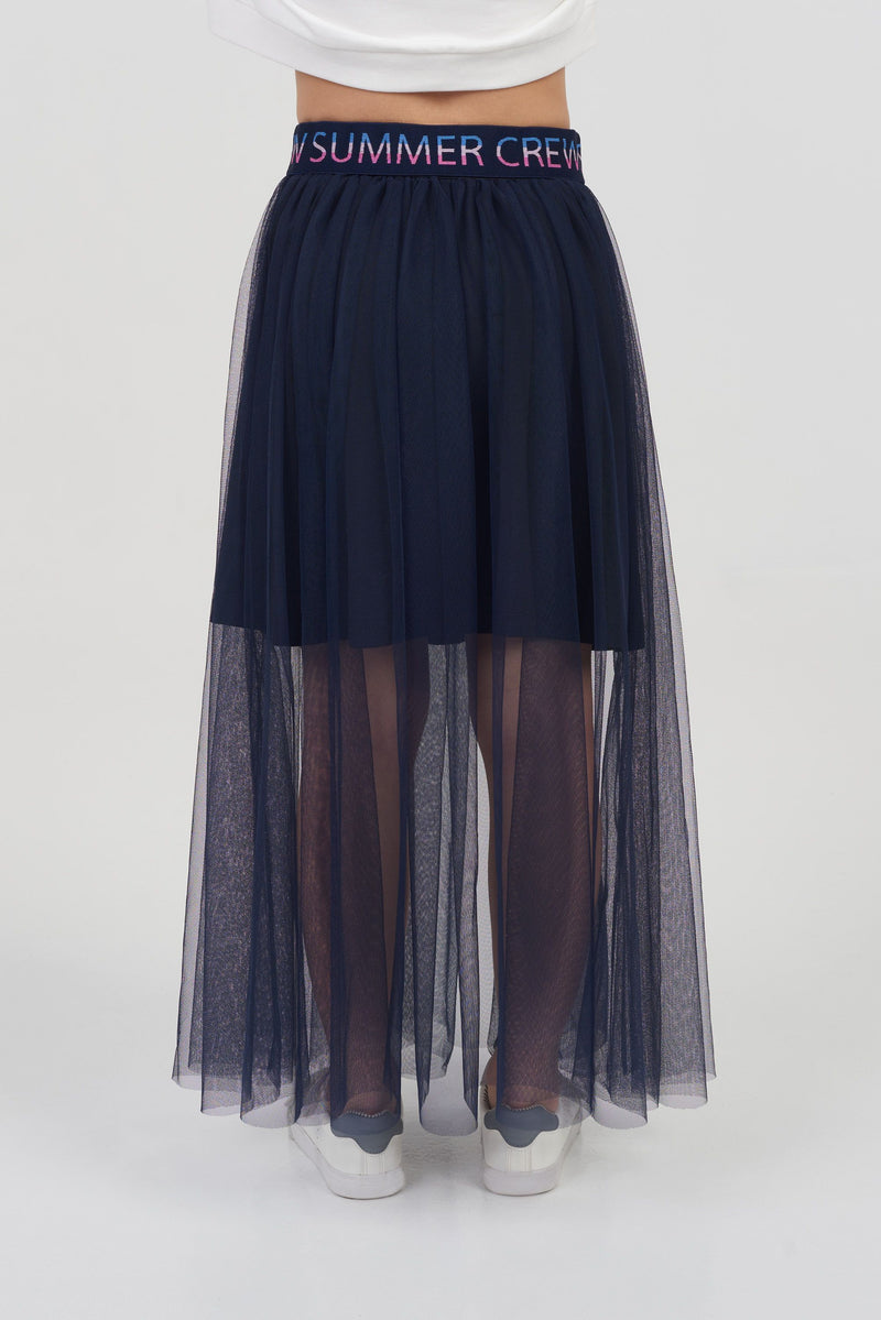 Mesh Longlength Skirt, navy