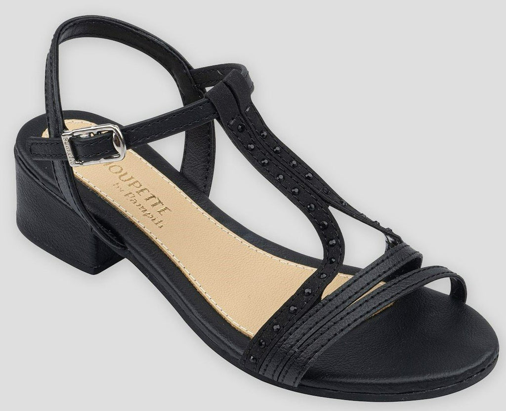 Black sandals with comfortable heel