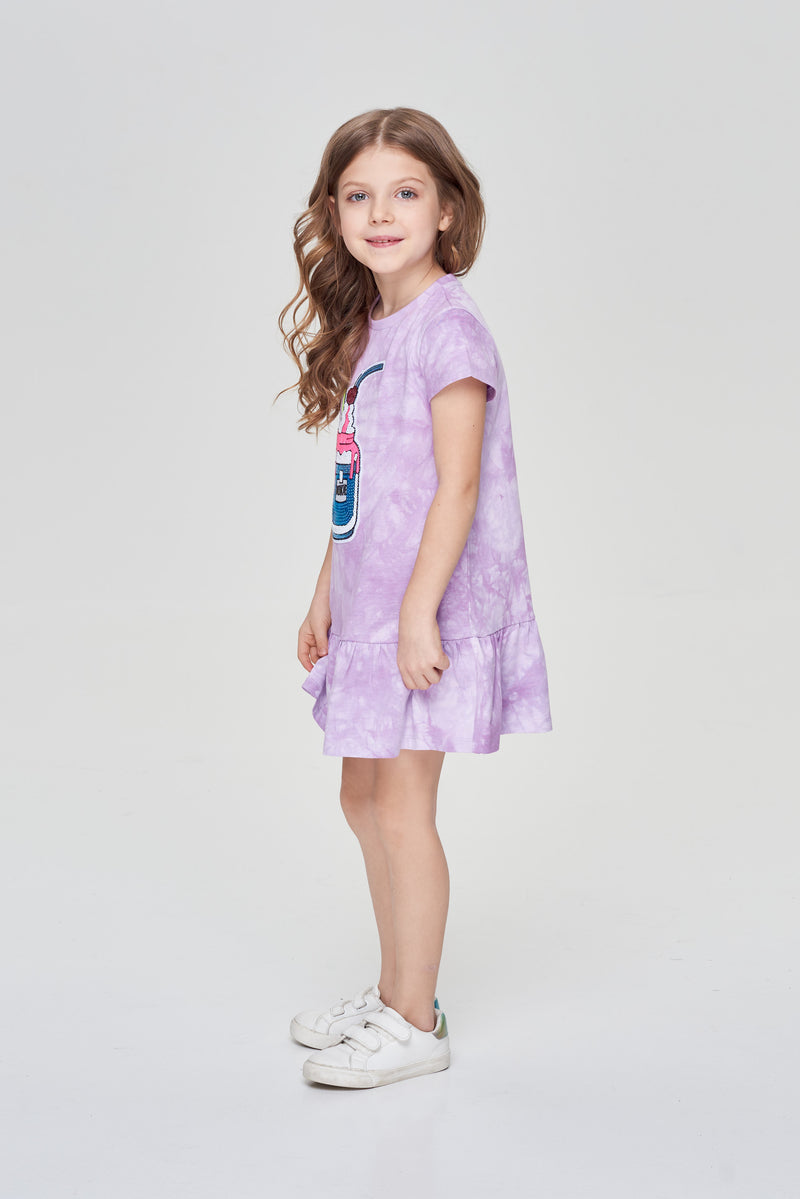 Tie-Die Effect Knitted Dress, lavender