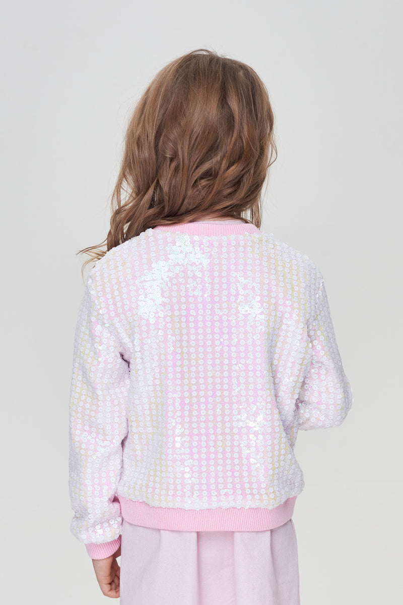 Sequins Bomber Jacket, pink pearl