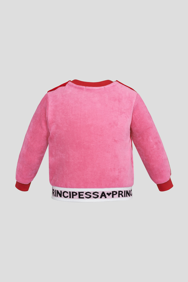 Applique Velour Sweatshirt, red and pink