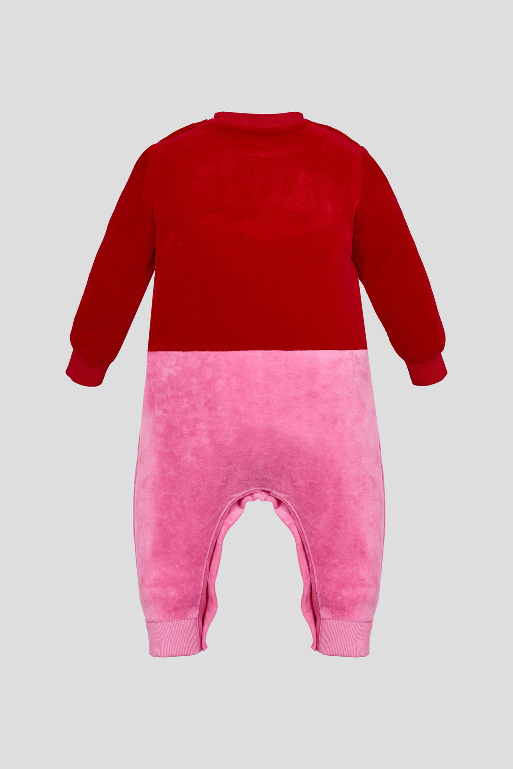 Red & Pink Applique Velour Overall