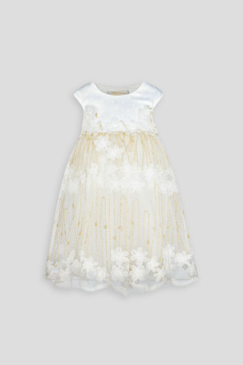 White and golden embroidered dress