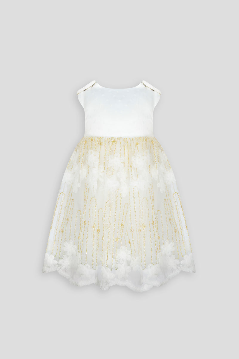 White and golden embroidered dress