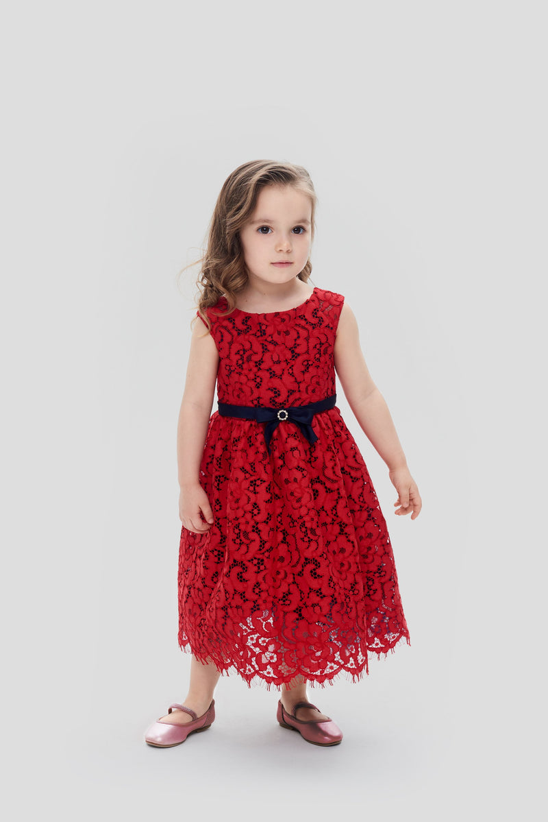 Red lace smart dress