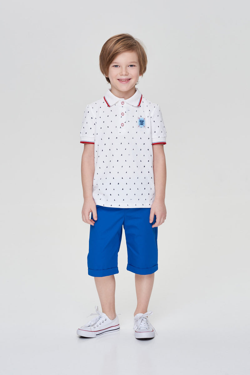 AOP Polo T-Shirt, ecru