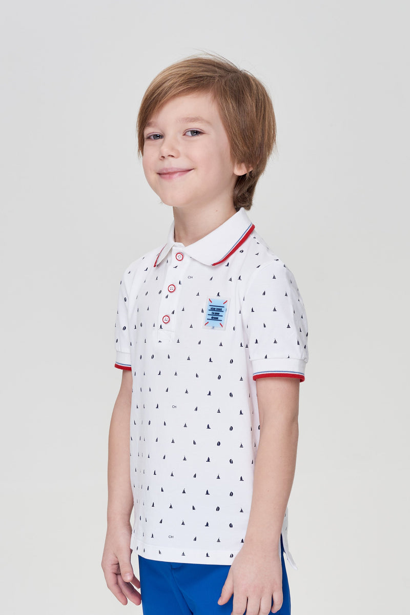 AOP Polo T-Shirt, ecru