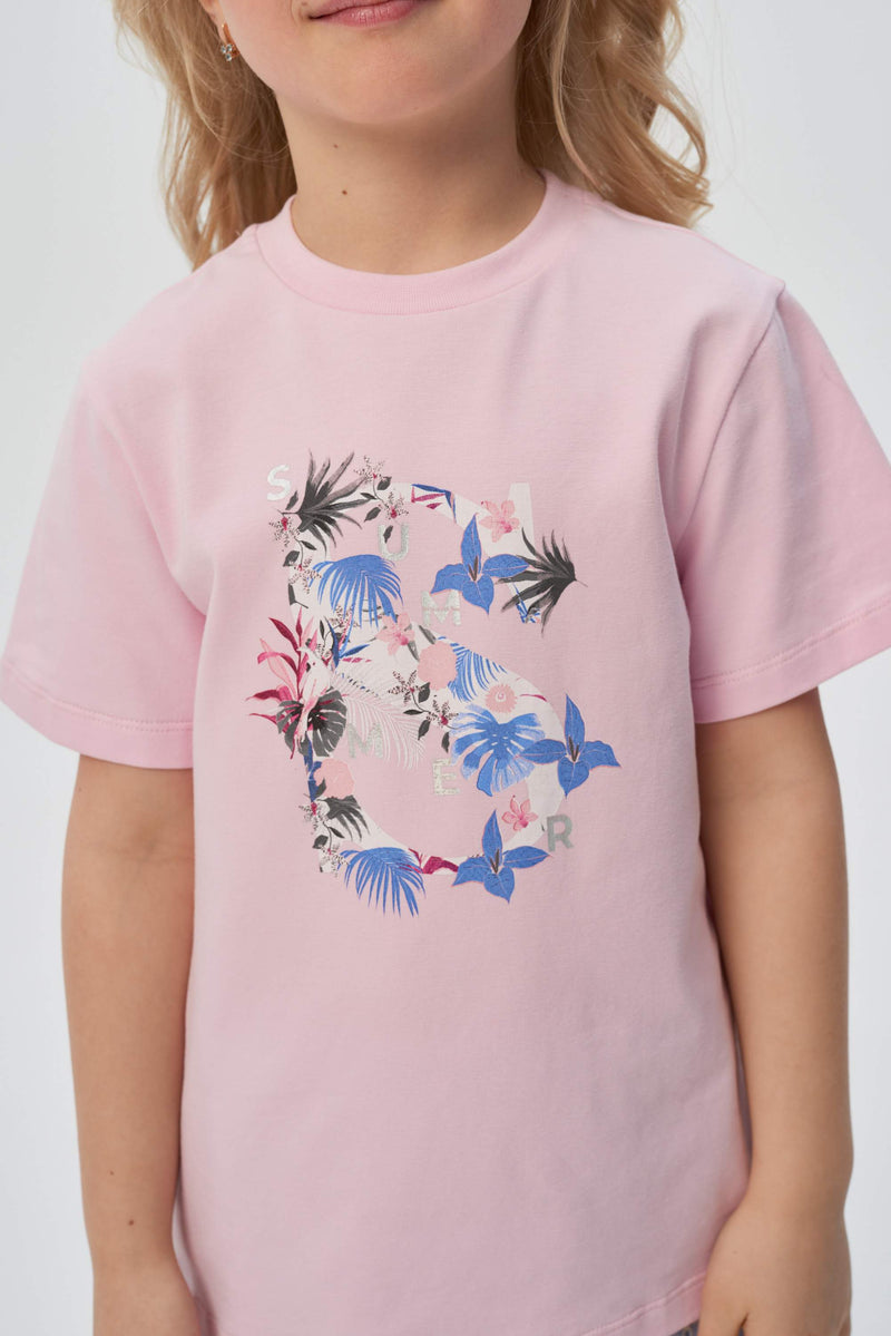 Print decorated T-Shirt, pink